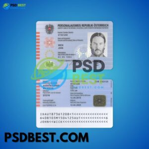 Austria Fake ID Card Fully Editable PSD Template