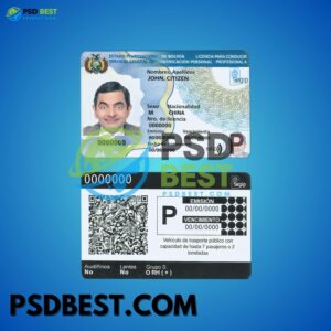 Bolivia Driving License Fully Editable PSD Template