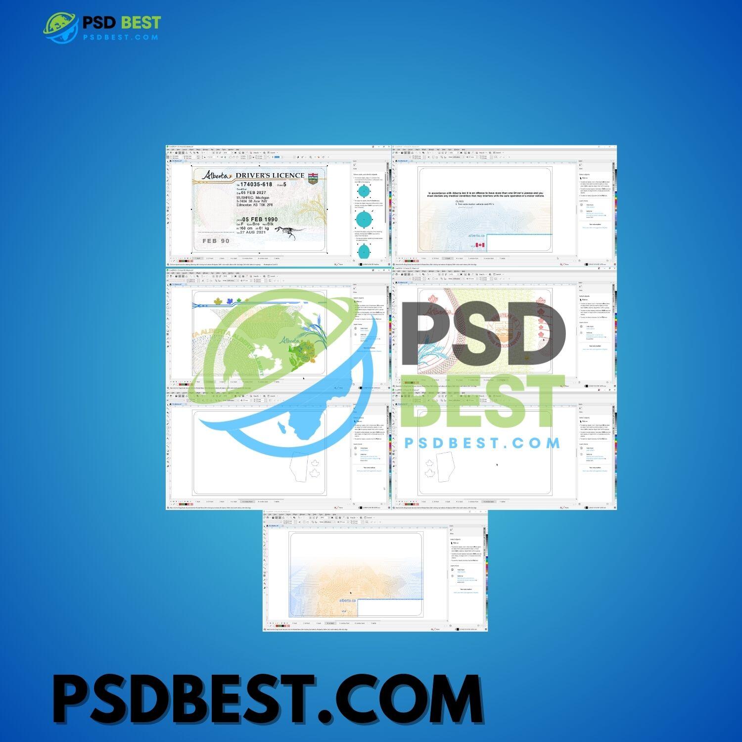 Canada Alberta Driving License Front+Back with UV Included HQ CorelDraw CDR Files