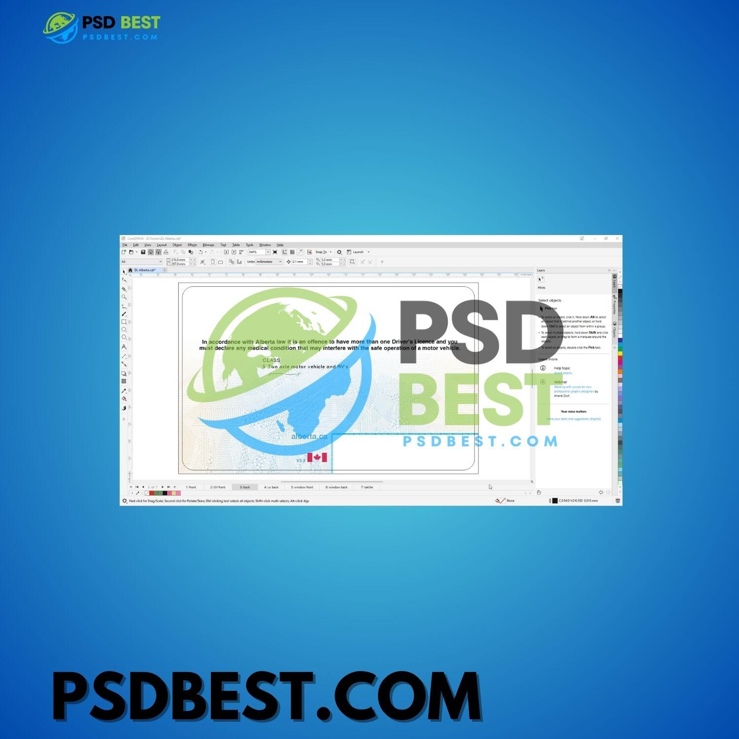 Canada Alberta Driving License Front+Back with UV Included HQ CorelDraw CDR Files - Image 3