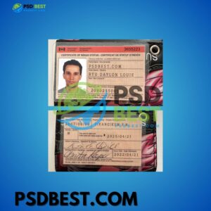 Canada Certificate of Indian Status Card Editable PSD Files