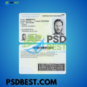 Canada New Foundland and Labrador ID Card Fully Editable PSD Files