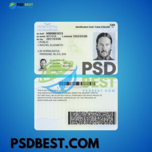 Canada Nova Scotia ID Card Fully Editable PSD Files