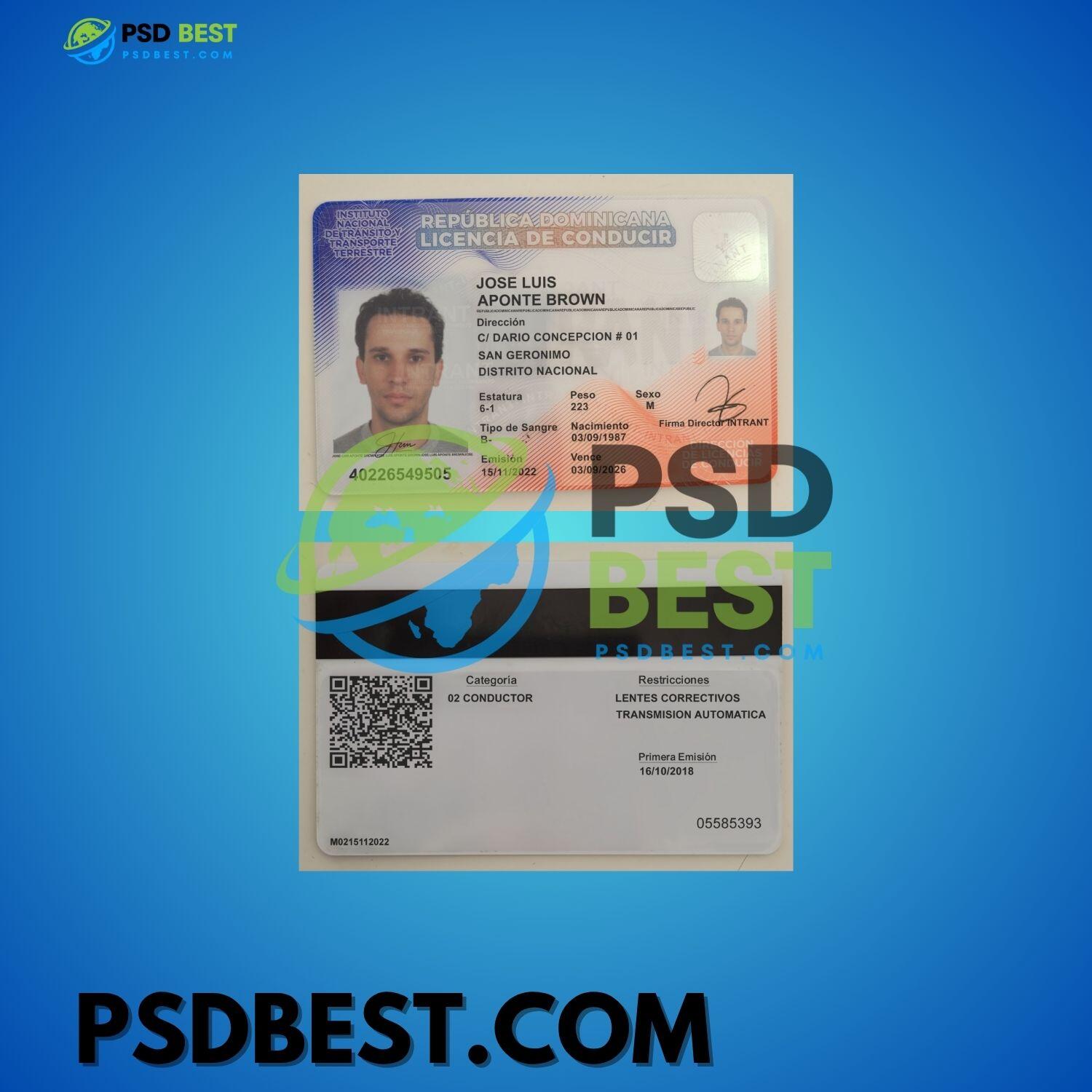Dominican Republic Driver License PSD Templates