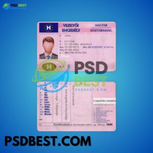 Hungary Driving License Fully Editable PSD Template