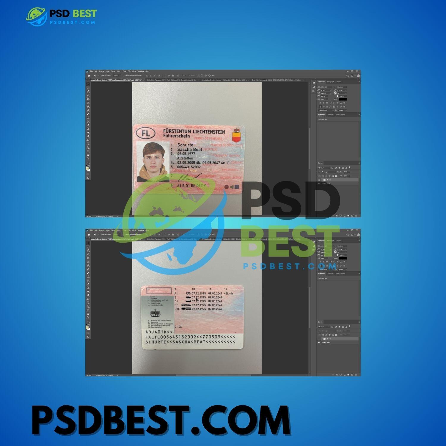Liechtenstein Driver License PSD Templates V2 - Image 2