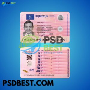 Netherlands Driving License Fully Editable PSD Template
