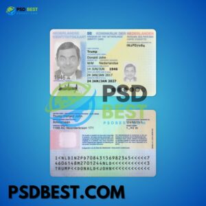 Netherlands Fake ID Card Fully Editable PSD Template
