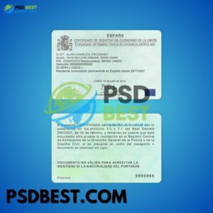 Spain NEW NIE Card PSD Templates