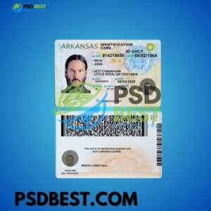 USA Arkansas ID Card PSD Templates
