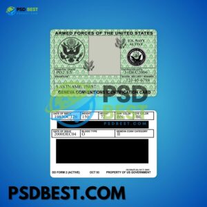 USA Armed Forces Fake ID Card Fully Editable PSD Template