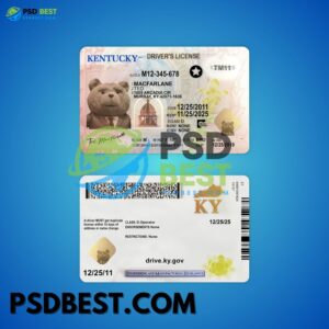 USA Kentucky Driving License PSD Template