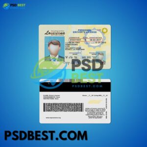 USA Louisiana Driving License PSD Template