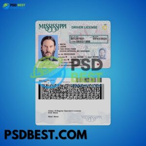 USA Mississippi Driving License PSD Template