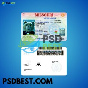 USA Missouri Driving License PSD Template