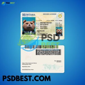 USA Montana Driving License PSD Template
