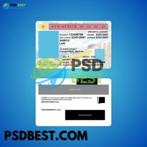 USA New Mexico Driving License PSD Template