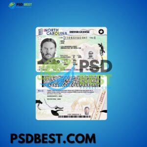 USA New North Carolina Driving License 2400DPI PSD Template Front+Back