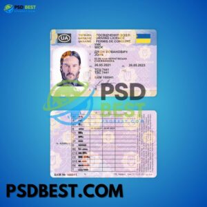 Ukraine Driving License Fully Editable PSD Template V2