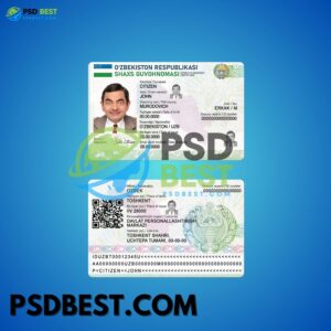 Uzbekistan Fake ID Card Fully Editable PSD Template